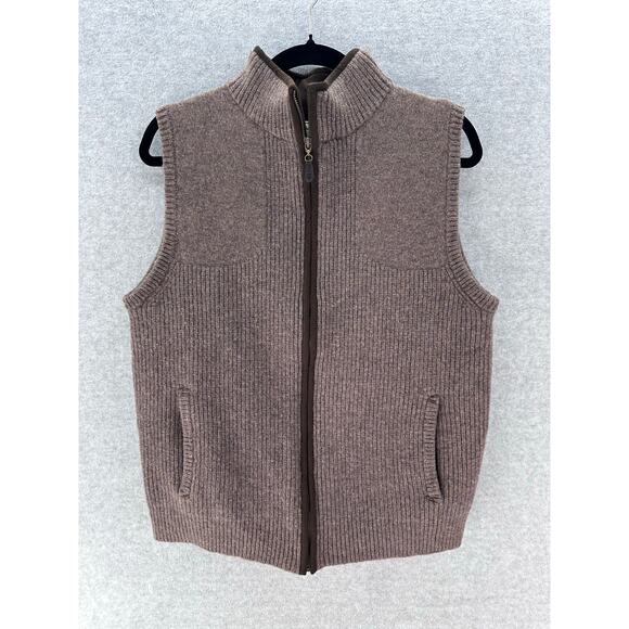 L.L. Bean Men’s sz M* (see desc.) Brown Merino Wool Zip Up Vest Pockets Classic - Picture 1 of 12